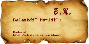 Balaskó Marián névjegykártya